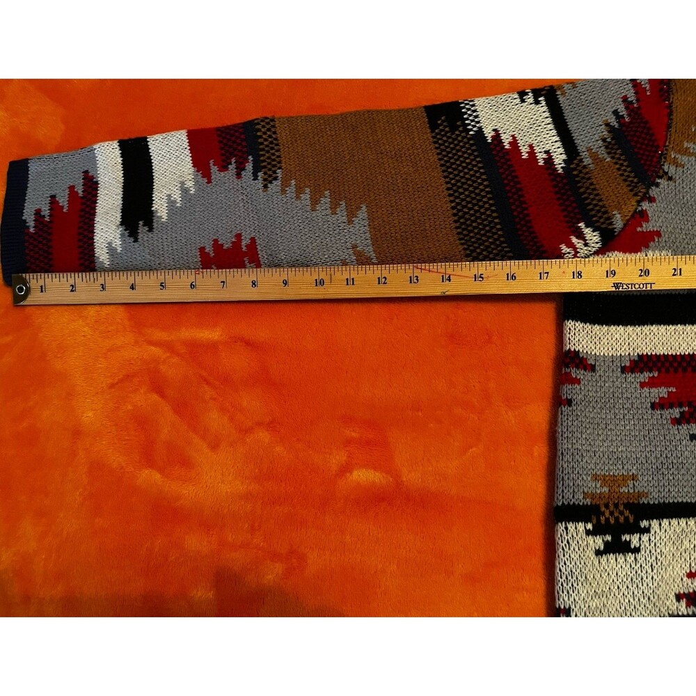 Aztec Southwest Long Cardigan Duster Sweater Jacket Coat L Large Tribal - Picture 9 of 13
